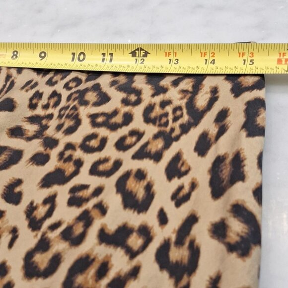 Banana Republic 100% Silk Leopard Cheetah Satin Midi Skirt Slit Medium 8/10 - Picture 5 of 7